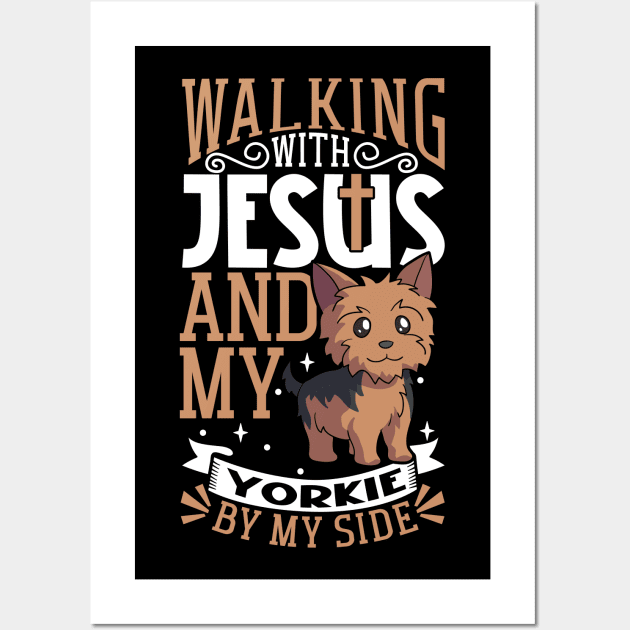 Jesus and dog - Yorkshire Terrier Wall Art by Modern Medieval Design